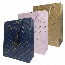 Пакет ЛЮКС Золотые клепки с тиснением размер 26*32*12см