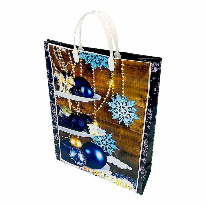 Пакет сумка размер 32*40см Синие шары 