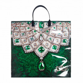 Пакет с пластмассовыми ручками 36*40см Зеленые камни 10шт