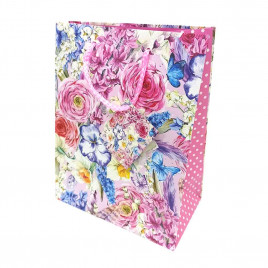 Пакет матовый Ретро цветы размер 26*32*10см 