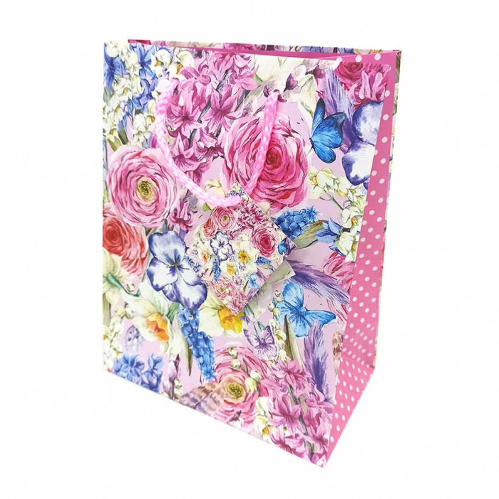 Пакет матовый Ретро цветы размер 26*32*10см 