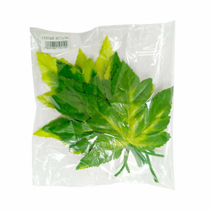 Кленовый лист зеленый H-9см уп 10шт