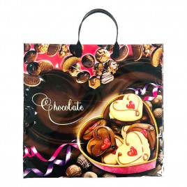 Пакет с пластмассовыми ручками 36*40см Шоколад 10шт