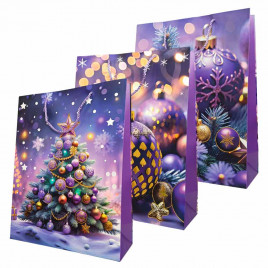 Пакет ЛЮКС НГ Елка, шары новогодние с тиснением размер 31*41*12см