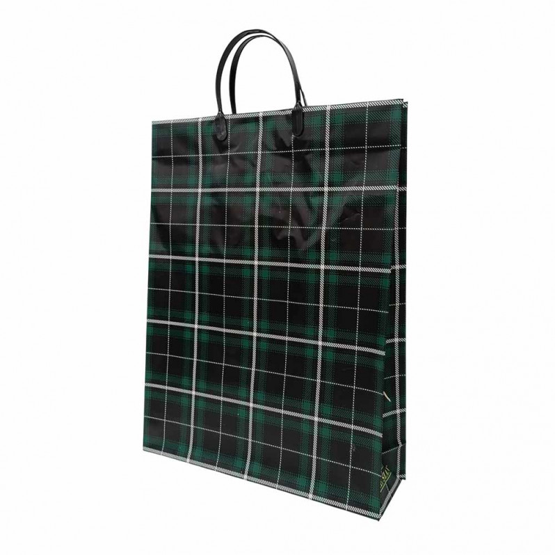 Пакет сумка размер 32*40см Клетка темно-зеленая