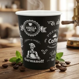 Стакан бумажный Vanilla Latte черный 250мл 50шт