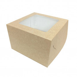 Коробка под капкейки на 4шт с окном крафт размер 160*160*110мм