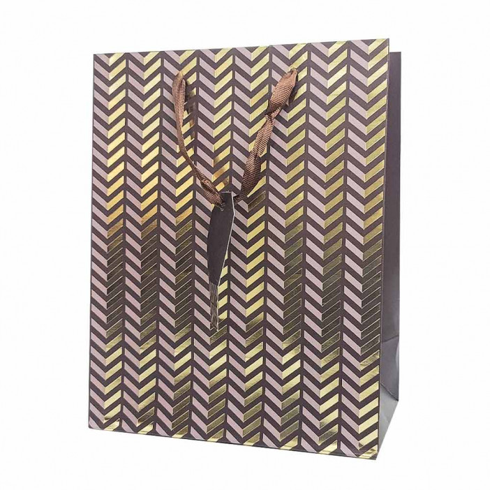 Пакет ЛЮКС Зигзаг с золотым тиснением размер 18*23*10см