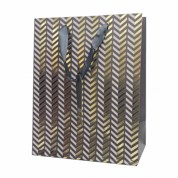 Пакет ЛЮКС Зигзаг с золотым тиснением размер 18*23*10см