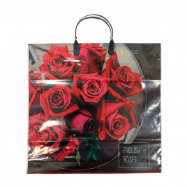 Пакет с пластмассовыми ручками 36*40см Английские розы 10шт