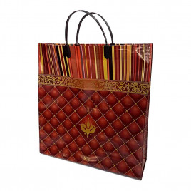 Сумка с пластмассовыми ручками многослойная Ромбы и полоски 34*36см