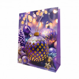 Пакет ЛЮКС НГ Елка, шары новогодние с тиснением размер 26*32*12см