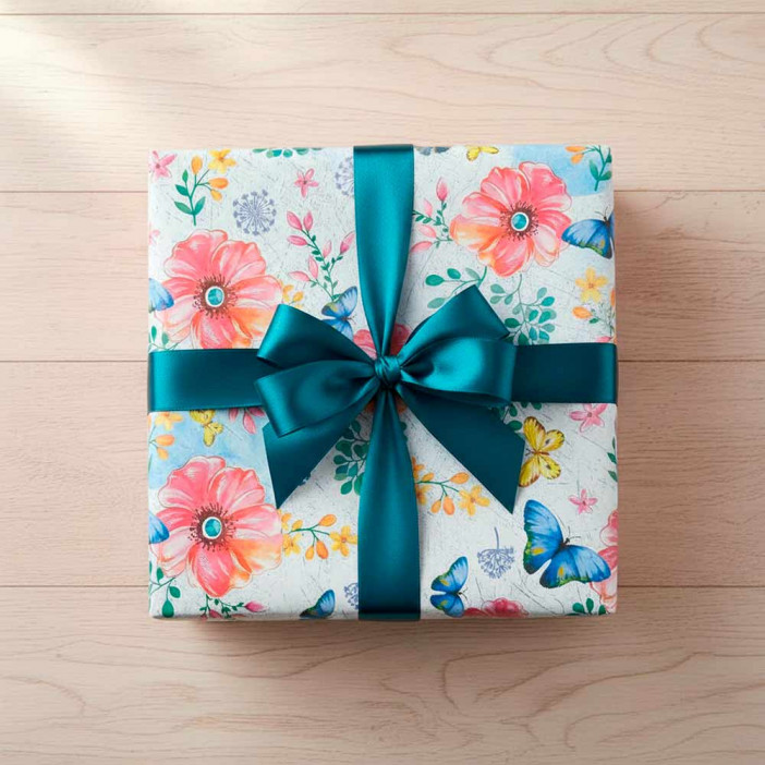 Бумага подарочная Бабочки размер листа 0,685м*100см уп 1л