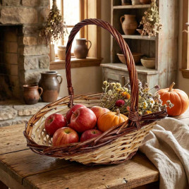 Корзина овальная ива светлая с темной каемкой в 3-х размерах