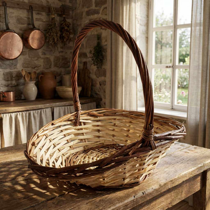 Корзина овальная ива светлая с темной каемкой в 3-х размерах