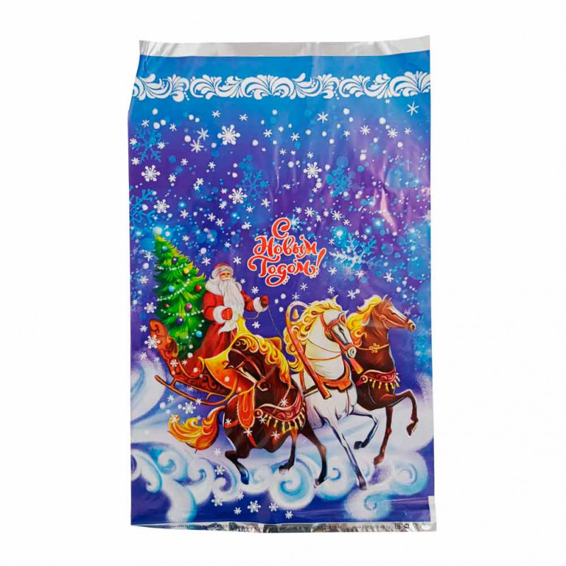 Пакет фольга Дед Мороз в тройке 25*40см уп 100шт