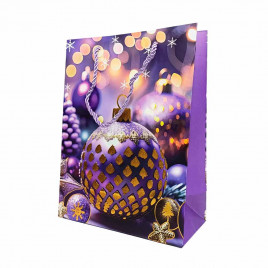 Пакет ЛЮКС НГ Елка, шары новогодние с тиснением размер 18*23*10см
