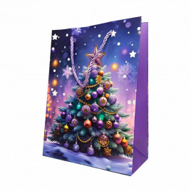 Пакет ЛЮКС НГ Елка, шары новогодние с тиснением размер 18*23*10см