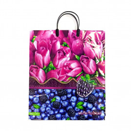 Пакет с пластмассовыми ручками 40*44см Berries in flowers 10шт