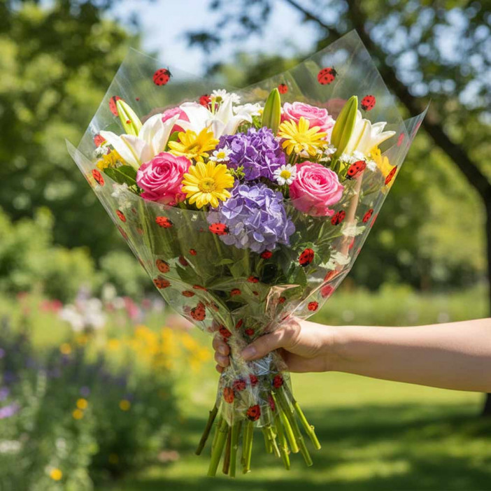 Пленка в рулоне с рисунком Божьи коровки размер 70см*10м