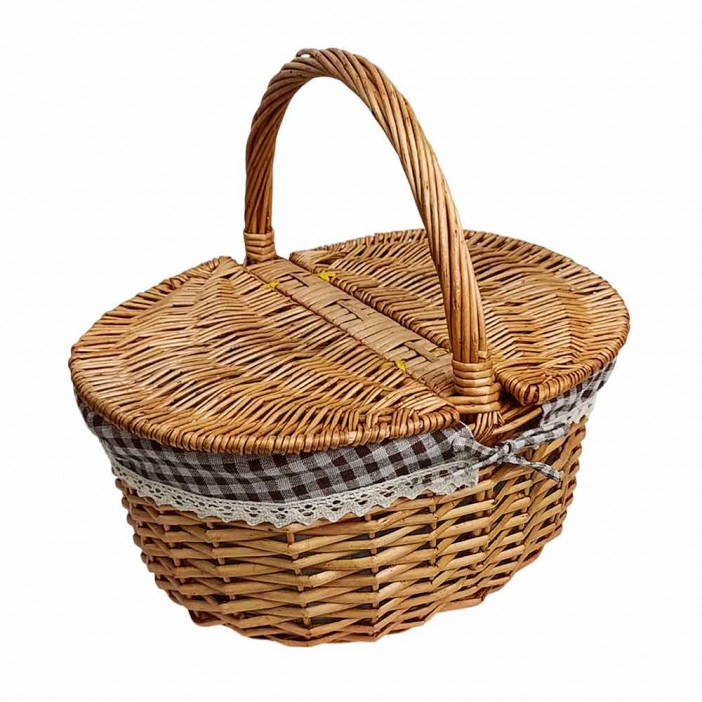Корзина овальная для пикника ива медовая размер 40*30*20*37см