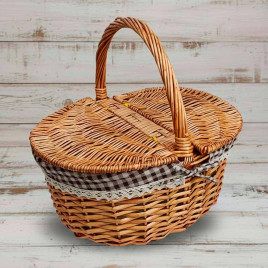 Корзина овальная для пикника ива медовая размер 40*30*20*37см