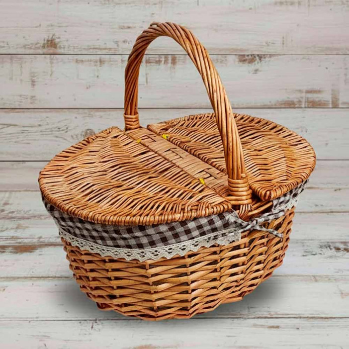 Корзина овальная для пикника ива медовая размер 40*30*20*37см
