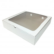 Коробка для пирога d-25-30 с окном белая размер 300*300*60мм 
