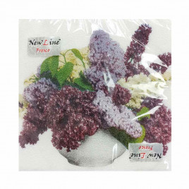 Салфетки бумажные с рисунком Сирень 33*33см 2-х слойные 20шт