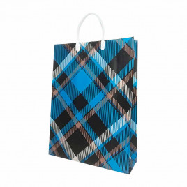 Пакет сумка размер 32*40см Черно-синяя клетка