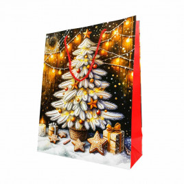 Пакет ЛЮКС НГ Новогодний микс с золотым тиснением размер 26*32*12см