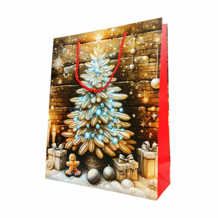 Пакет ЛЮКС НГ Новогодний микс с золотым тиснением размер 26*32*12см