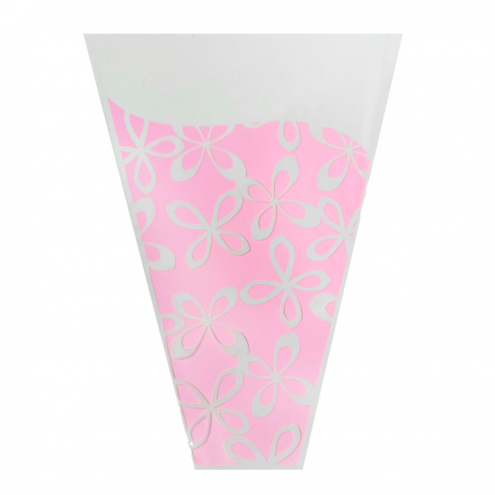 Конус прозрачный с рисунком Милана розовый размер 30*40см уп 50шт