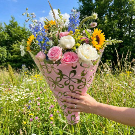 Конус прозрачный с рисунком Милана розовый размер 30*40см уп 50шт