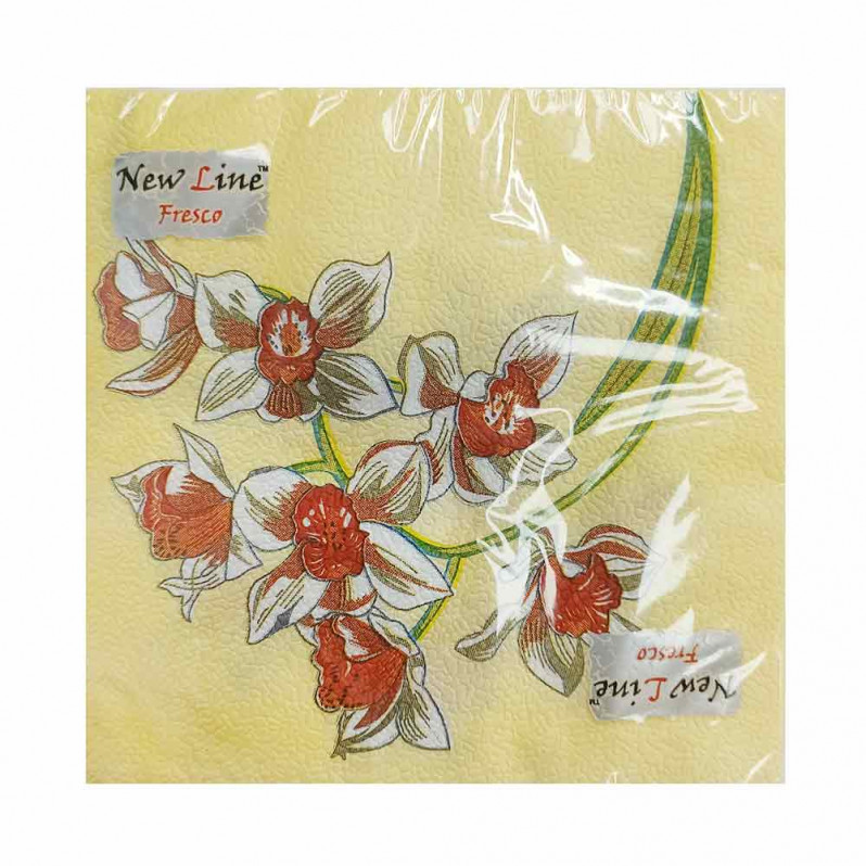 Салфетки бумажные с рисунком Орхидея 33*33см 2-х слойные 20шт