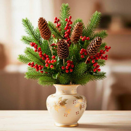 Шишки еловые на вставке Н-38см уп 5шт