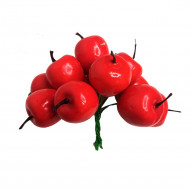 Яблоки на проволоке красные 12шт D-3см