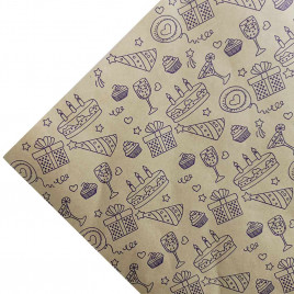 Бумага крафт в рулоне Праздник фиолетовая размер 70см*10м