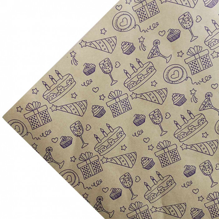 Бумага крафт в рулоне Праздник фиолетовая размер 70см*10м