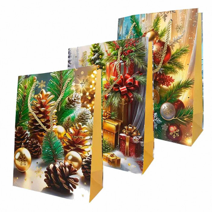 Пакет ЛЮКС НГ Новогоднее ассорти с золотым тиснением размер 18*23*10см