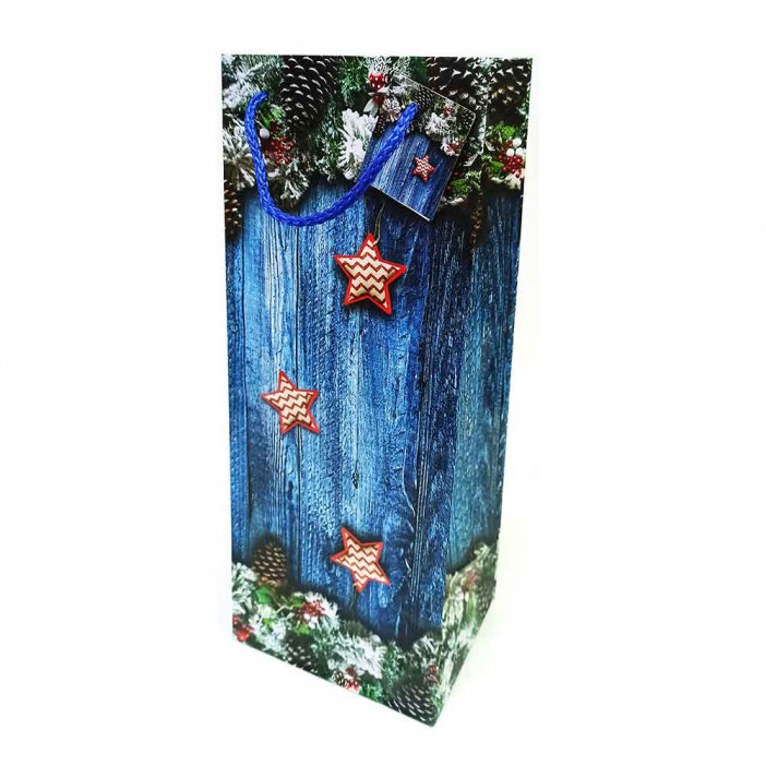 Пакет ламинированный НГ под бутылку размер 14*35*10см