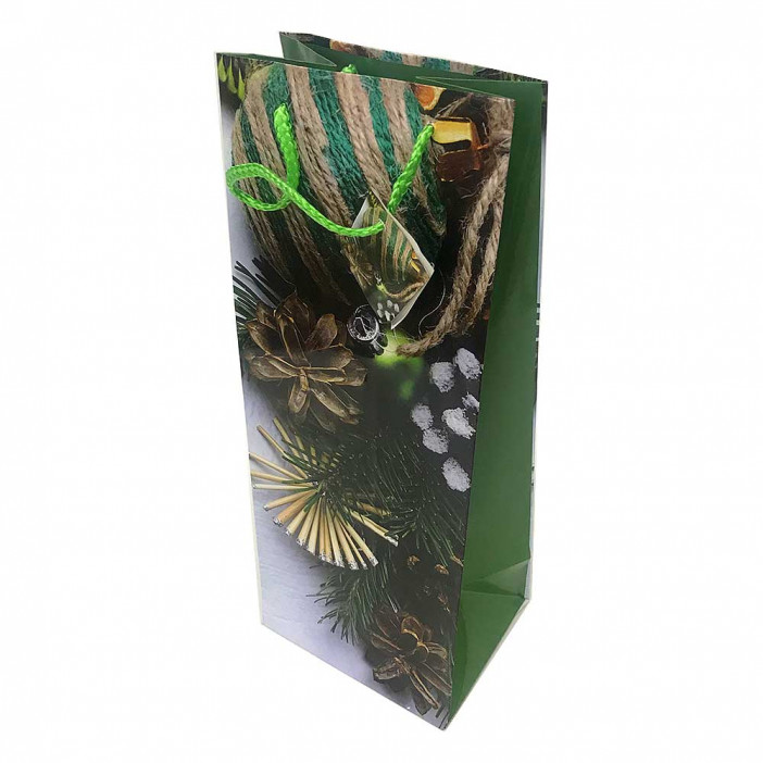 Пакет ламинированный НГ под бутылку размер 14*35*10см