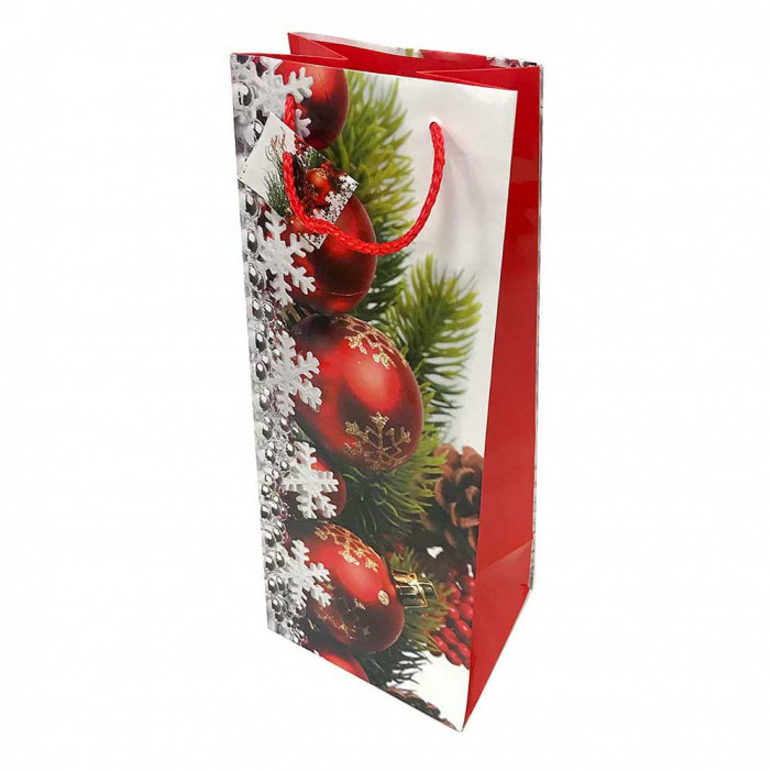 Пакет ламинированный НГ под бутылку размер 14*35*10см