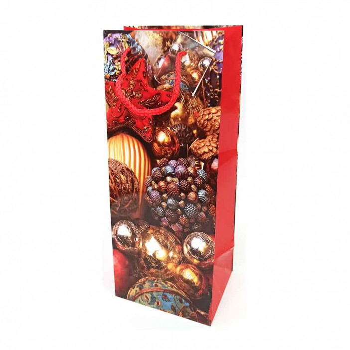 Пакет ламинированный НГ под бутылку размер 14*35*10см