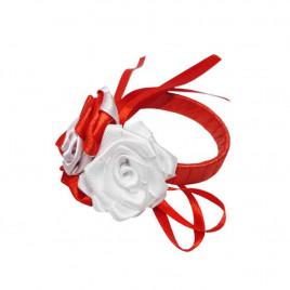 Кольцо на салфетку с розами красно-белое d-5см