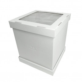 Коробка для торта с окном белая размер 240*240*300мм