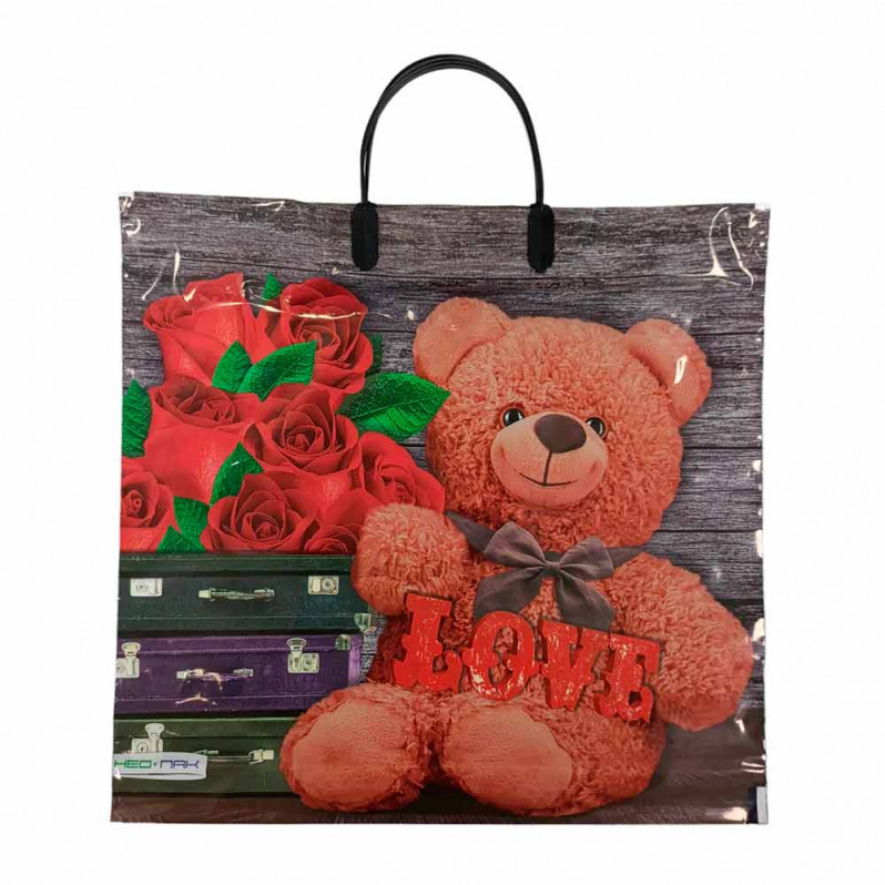 Пакет с пластмассовыми ручками Мишка love