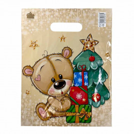Пакет вырубной ПВД Мишка с подарками 20*30см 35 мкм 100шт