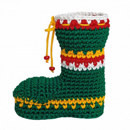 Сапожок новогодний вязаный зеленый 18*20см