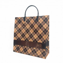 Сумка с пластмассовыми ручками многослойная Клетка 28*29см